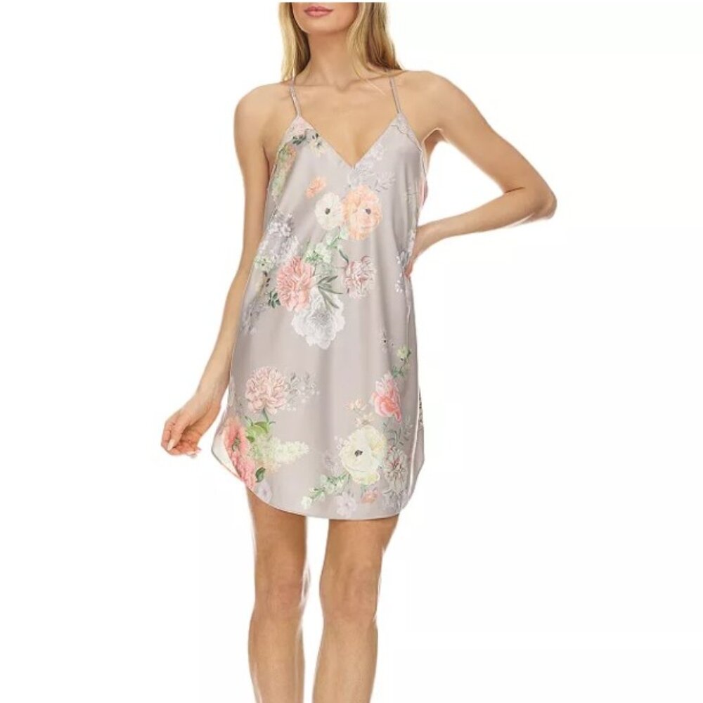 NEW Flora Nikrooz Arisa Charmeuse Chemise Nightgown in Taupe